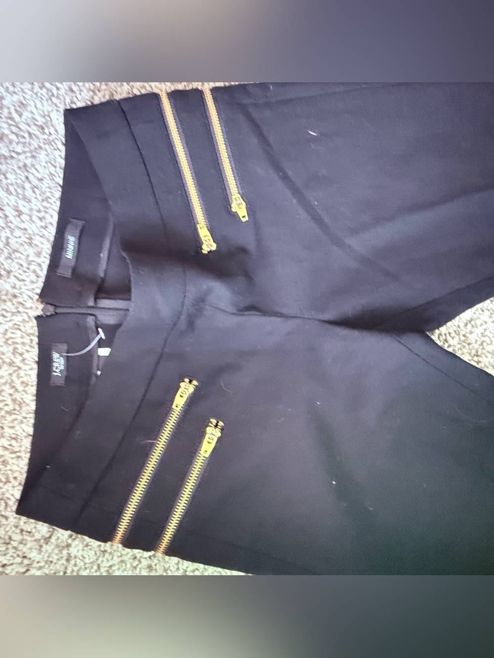 J.Crew Minnie Pants Size 2 Black Skinny Cropped Gold Zipper Wool Blend - Picture 5 of 8